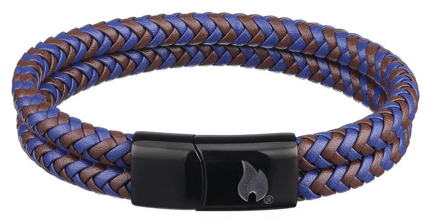 Zippo Braided Leather Armband Blauw/Bruin - Afbeelding 2